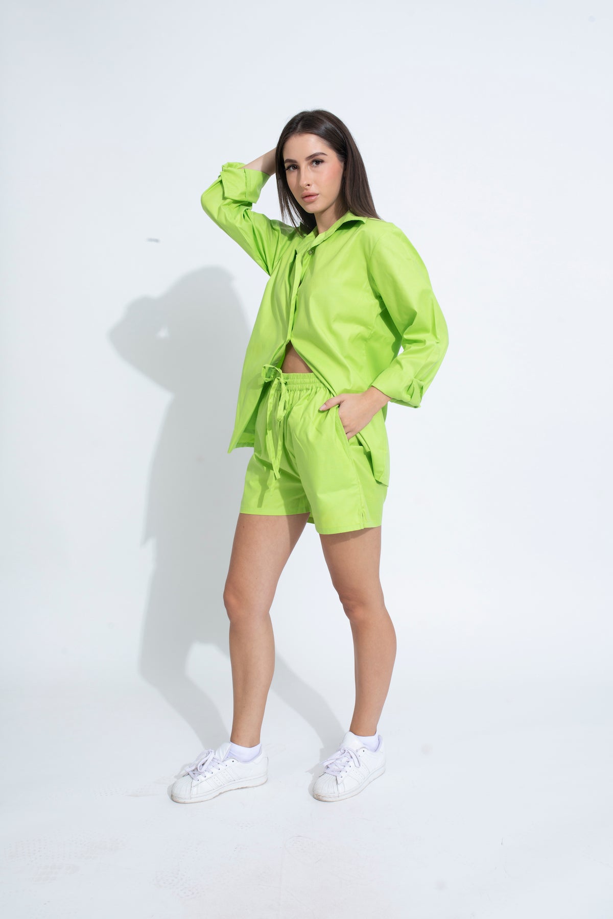 Summer Lovin' Poplin Short Co-ord- Parrot Green