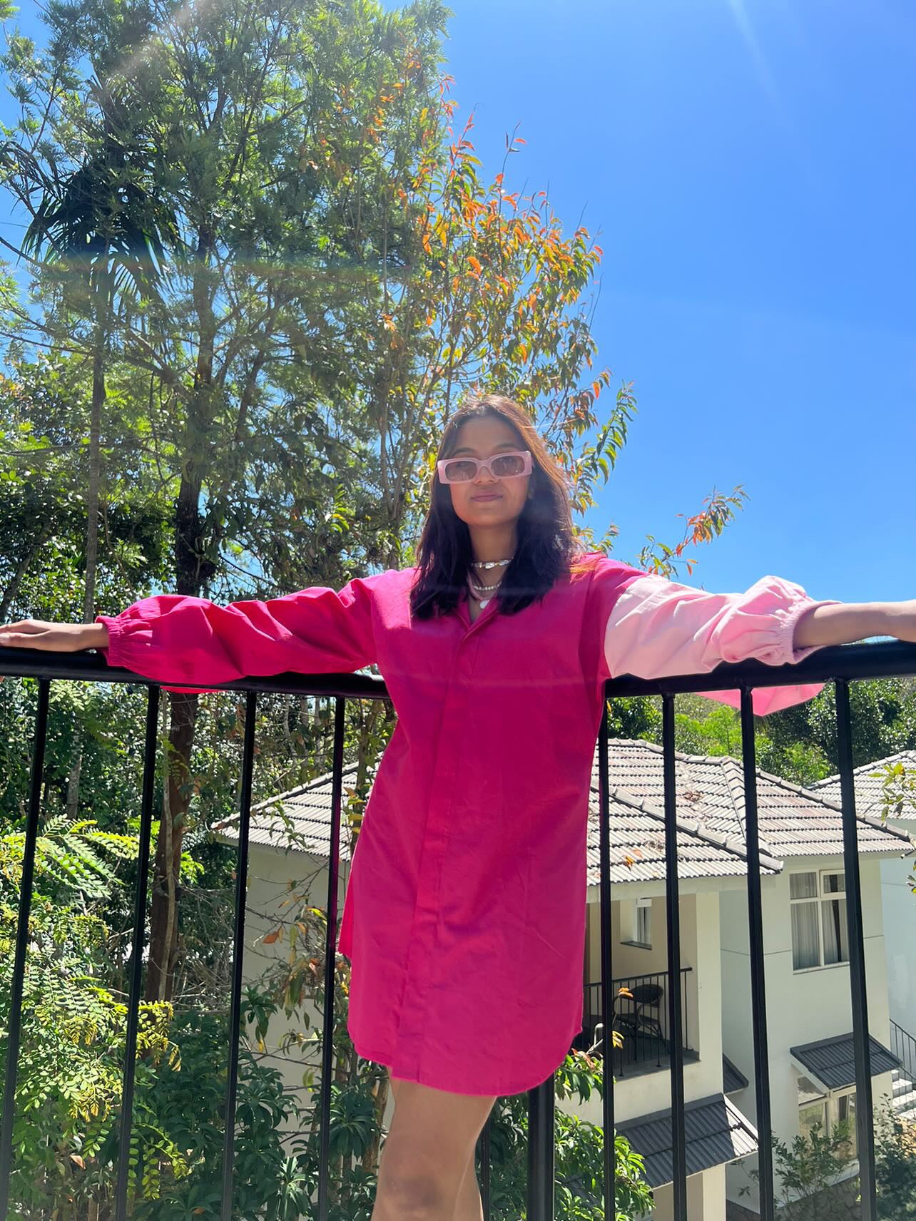 Shades of Pink - Pink Block Shirt Dress