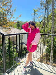 Pink Block Shirt Dress