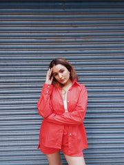 Poplin Short Co-ord- Red
