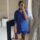Summer Lovin' Poplin Short Co-ord- Royal Blue