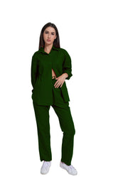 Poplin Pant Co-ord- Dark Green