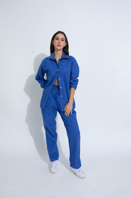 Summer Lovin' Poplin Pant Co-ord- Royal Blue