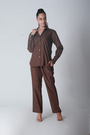 Poplin Pant Co-ord- Coffee