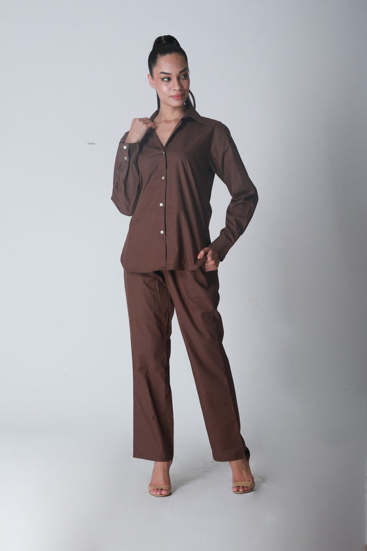 Summer Lovin' Poplin Pant Co-ord- Coffee