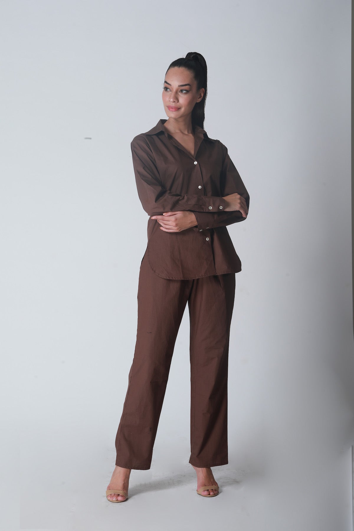 Summer Lovin' Poplin Pant Co-ord- Coffee