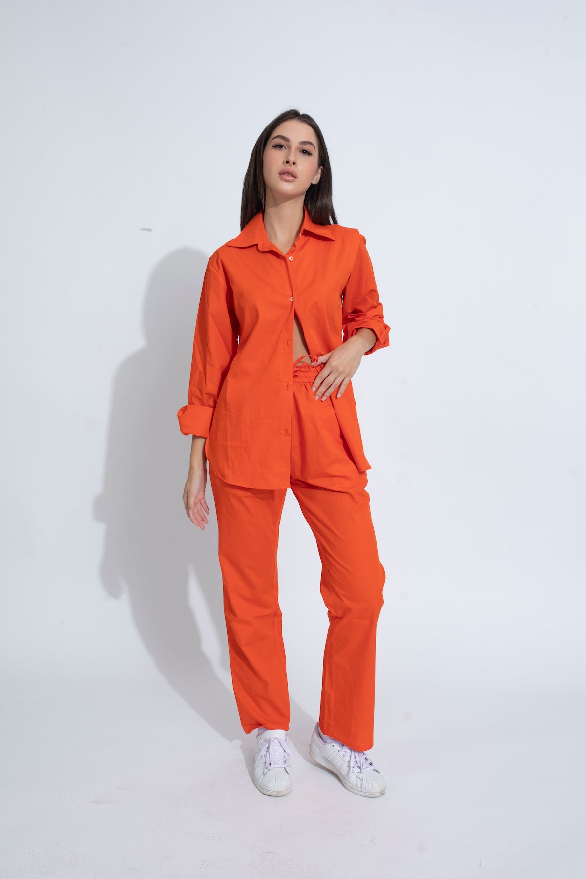 Summer Lovin' Poplin Pant Co-ord- Poppy Orange