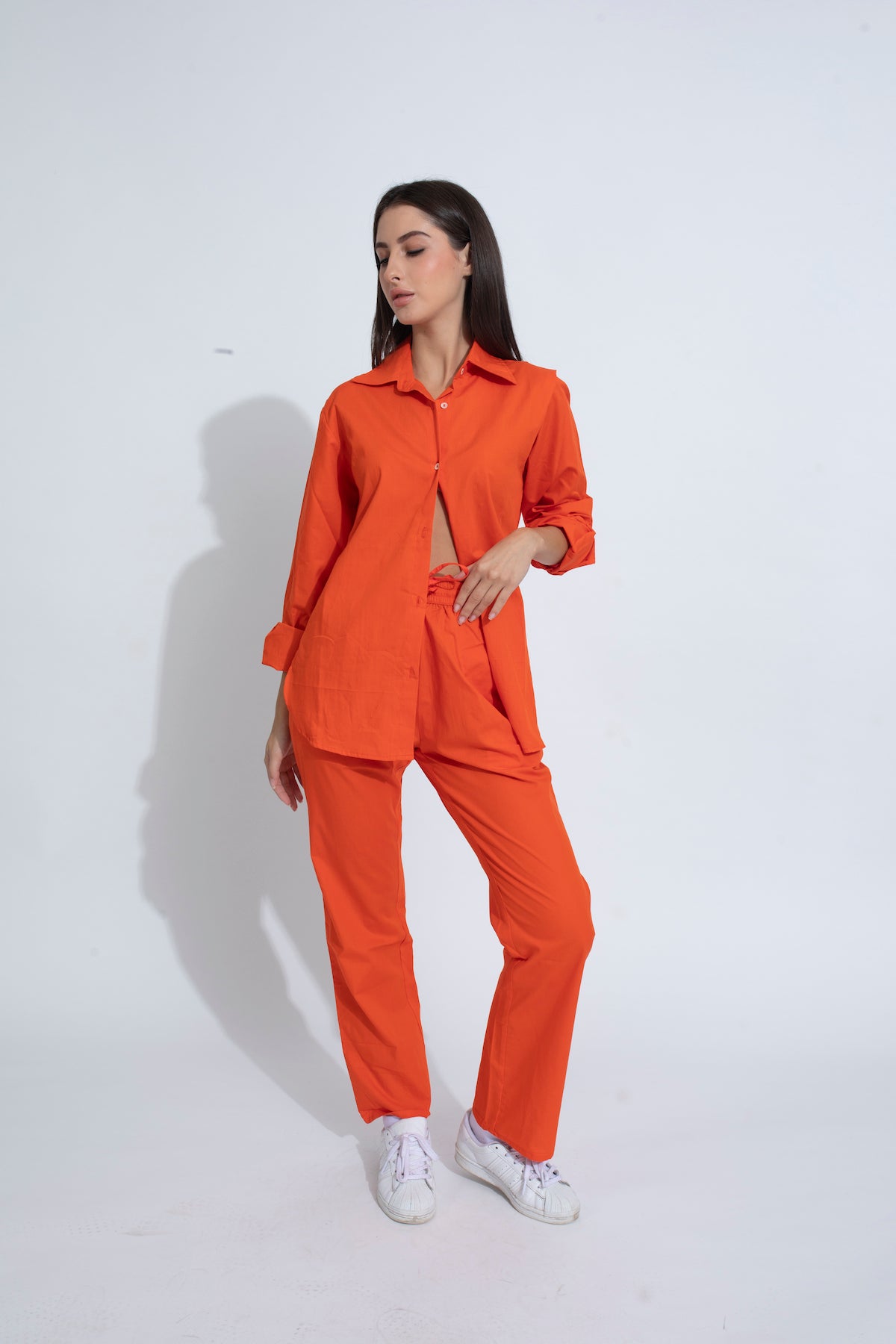 Summer Lovin' Poplin Pant Co-ord- Poppy Orange