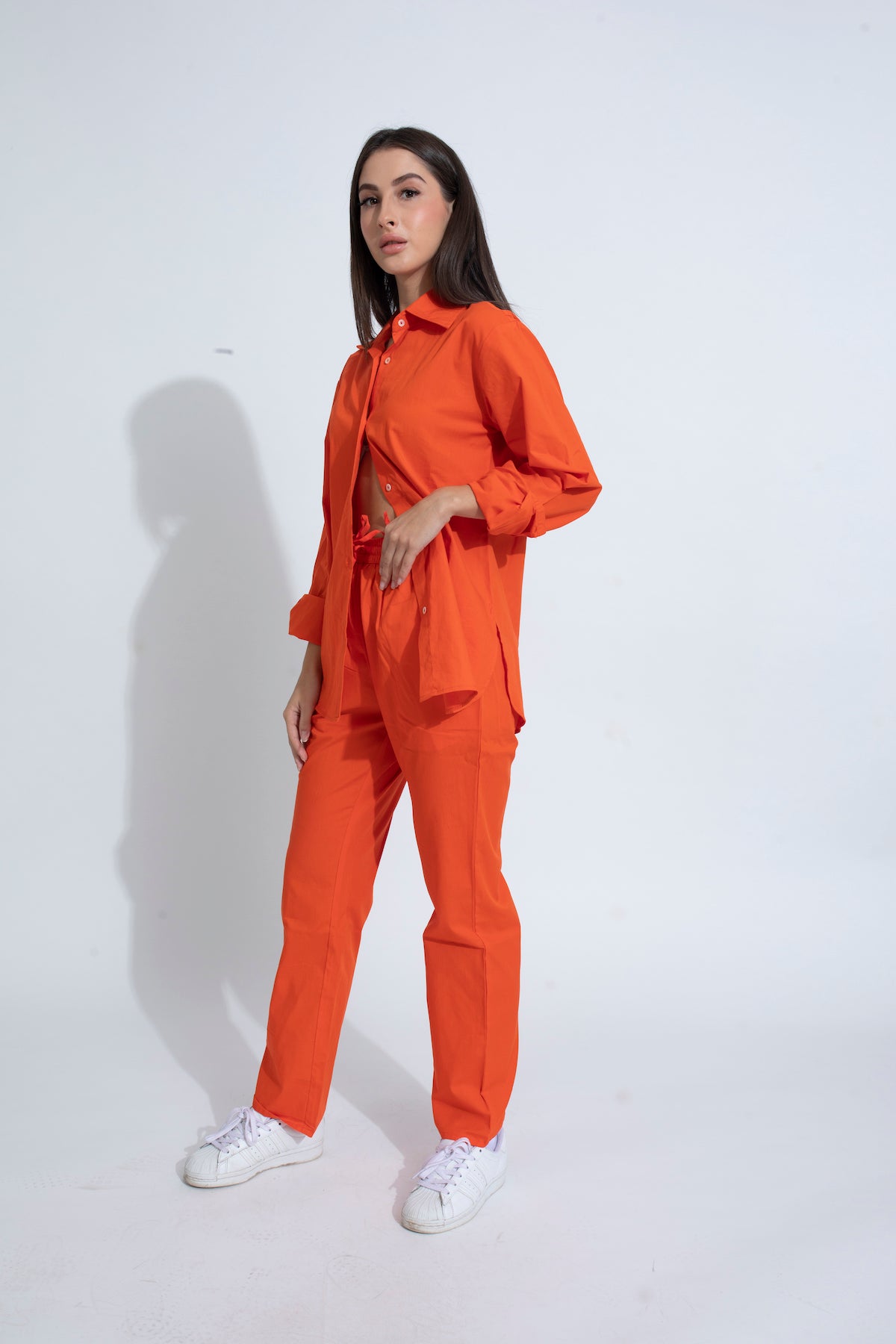 Summer Lovin' Poplin Pant Co-ord- Poppy Orange